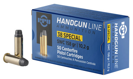 PPU PPH38SS Handgun  38Special 158gr Semi Wadcutter 50 Per Box/10 Case