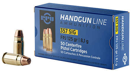 PPU PPH357S Handgun  357Sig 125gr Flat Point Jacketed 50 Per Box/20 Case