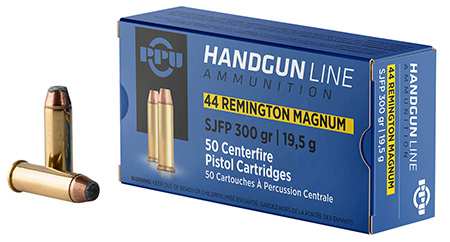 PPU PPH44MF Handgun  44RemMag 300gr Semi Jacketed Flat Point 50 Per Box/10 Case