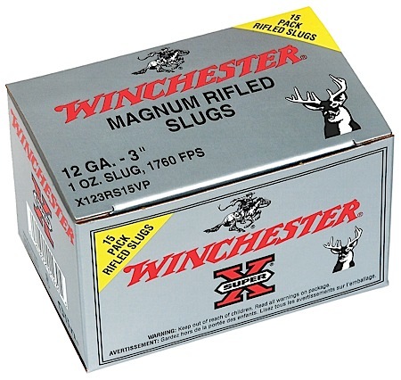 Winchester Ammo X123RS15VP Super X  12Gauge 3" 1oz Rifled Slug Shot 15 Per Box/10 Case