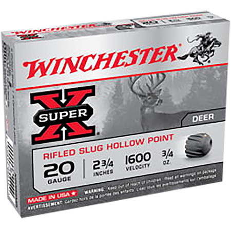 Winchester Ammo X20RSM5VP Super X  20Gauge 2.75" 3/4oz Rifled Slug Shot 15 Per Box/10 Case