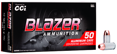 CCI 3589 Blazer Handgun 40S&W 165gr Total Metal Jacket 50 Per Box/20 Case