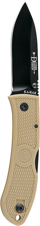 Ka-Bar 4062CB Dozier Hunter 3" Folding Drop Point Plain Black AUS-8A SS Blade, Coyote Brown Zytel Handle, Includes Pocket Clip