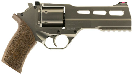 Chiappa Firearms 340223 Rhino 50DS Medium Frame 357 Mag 6 Shot, 5" Nickel-Plated Steel Vent Rib Barrel  &  Cylinder, Nickel-Plated Aluminum Frame, Walnut Grip, Exposed Hammer