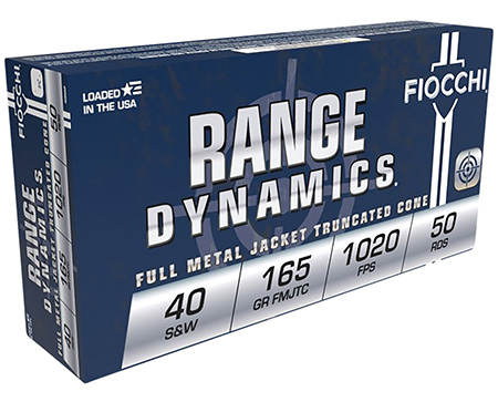 Fiocchi 40SWF Range Dynamics  40S&W 165gr Full Metal Jacket Truncated Cone 50 Per Box/20 Case