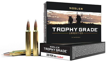 Nosler 60065 Trophy Grade  300RUM 180gr Nosler AccuBond 20 Per Box/10 Case