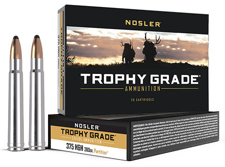 Nosler 60090 Trophy Grade  375H & HMag 260gr Nosler Spitzer Partition 20 Per Box/10 Case