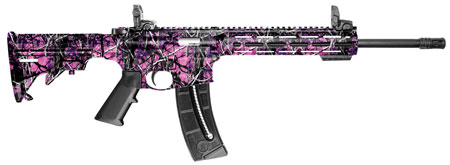 Smith  &  Wesson 10212 M & P15 Sport 22 LR  25+1 16.50" Black Carbon Steel Barrel, Muddy Girl Finish, 6 Position CAR Stock, 10" Magpul M-Lok Handguard, Magpul MBUS Sights, Manual Safety, Optics Ready