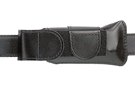 Safariland 1233832 Horizontal Mag Pouch  Single Black Leather Hook  &  Loop Compatible With Glock 20/21