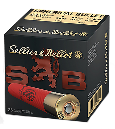 Sellier  &  Bellot SB410B Hunting  410Gauge 3" 5Pellets 5/8oz Spherical 00Buck Shot 25 Box/20 Case
