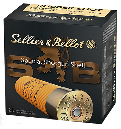 Sellier  &  Bellot SB12RSA Shotgun  12Gauge 2.75" 2 11/16oz 15 Rubber Pellets Shot 25 Per Box/10 Case