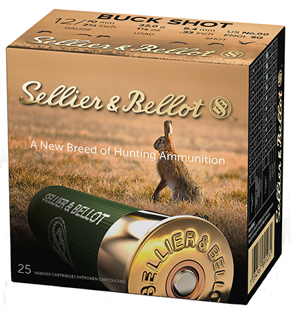 Sellier  &  Bellot SB12BSG Hunting  12Gauge 2.75" 9Pellets 1 1/8oz 00Buck Shot 25 Box/10 Case