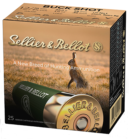 Sellier  &  Bellot SB12BSF Hunting  12Gauge 2.75" 12Pellets 1 1/8oz 1Buck Shot 25 Box/10 Case