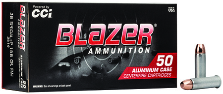 CCI 3519 Blazer Handgun 38Special +P 158gr Total Metal Jacket 50 Per Box/20 Case