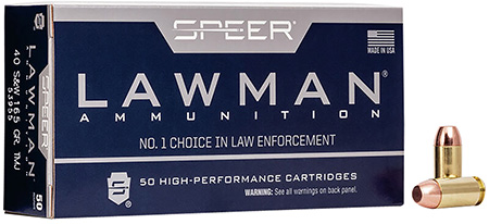 Speer 53955 Lawman  40S&W 165gr Total Metal Jacket Flat Nose 50 Per Box/20 Case