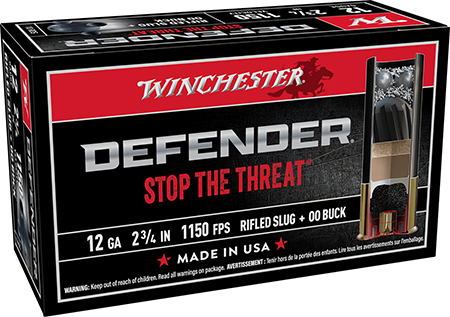 Winchester Ammo S12PDX1 PDX1 Defender Combo 12Gauge 2.75" 1oz Rifled Slug 3Plated 00Buck Shot 10 Per Box/10 Case
