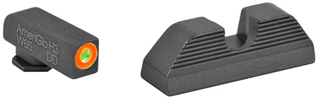 AmeriGlo GL353 Protector Sight Set for Glock  Green Tritium Orange Outline Front Sight-Black Serrated Rear Sight