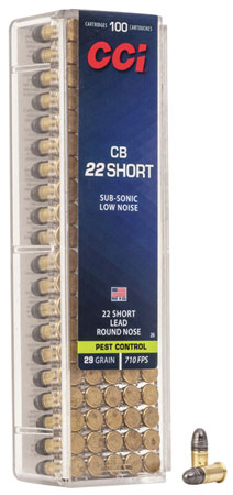 CCI 0026 Specialty CB Pest Control 22Short 29gr Lead Round Nose 100 Per Box/50 Case