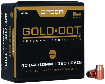 Speer 4406 Gold Dot Personal Protection 40Cal 180gr Hollow Point 100 Per Box/5 Case