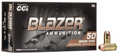 CCI 5210 Blazer Brass Handgun 40S&W 165gr Full Metal Jacket 50 Per Box/20 Case