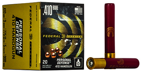 Federal PD413JGE000 Premium Personal Defense 410Gauge 3" 5Pellets 000BuckShot 20 Per Box/10 Case