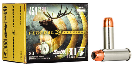 Federal P454SA Premium  454Casull 300gr Swift A Frame 20 Per Box/10 Case