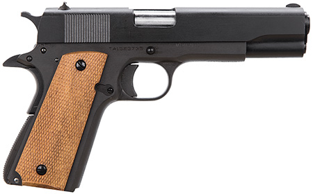 Taylors  &  Company 230003 1911  45 ACP Caliber with 5" Barrel, 7+1 Capacity, Overall Black Parkerized Finish Steel, Beavertail Frame, Serrated Steel Slide  &  Checkered Walnut Grip