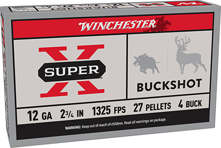 [020892007109] Winchester Ammo XB124 Super X  12Gauge 2.75" 27Pellets 4Buck Shot 5 Per Box/50 Case