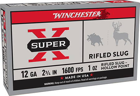 [020892000414] Winchester Ammo X12RS15 Super X  12Gauge 2.75" 1oz Rifled Slug Shot 5 Per Box/50 Case