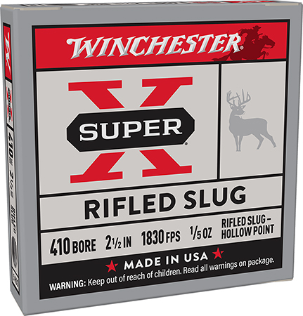 [020892000438] Winchester Ammo X41RS5 Super X  410Gauge 2.50" 1/5oz Rifled Slug Shot 5 Per Box/50 Case