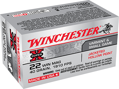 [020892100718] Winchester Ammo X22MH Super X  22WMR 40gr Jacketed Hollow Point 50 Per Box/40 Case
