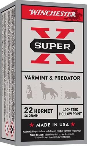[020892200517] Winchester Ammo X22H2 Super X  22Hornet 46gr Jacketed Hollow Point 50 Per Box/10 Case