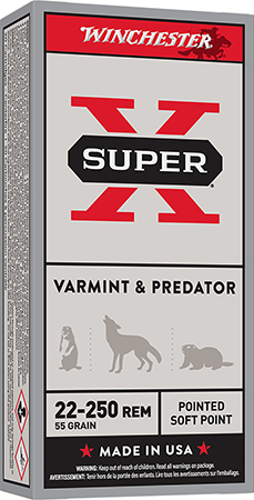 [020892200029] Winchester Ammo X222501 Super X  22-250Rem 55gr Jacketed Soft Point 20 Per Box/10 Case