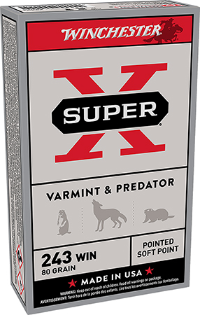 [020892200319] Winchester Ammo X2431 Super X  243Win 80gr Jacketed Soft Point 20 Per Box/10 Case