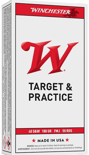 [020892203006] Winchester Ammo Q4238 USA  40S&W 180gr Full Metal Jacket 50 Per Box/10 Case