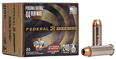 [029465088422] Federal P44HS1 Premium Personal Defense 44RemMag 240gr Hydra-Shok Jacketed Hollow Point 20 Per Box/25 Case