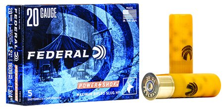 [029465009953] Federal F203RS Power-Shok  20Gauge 2.75" 3/4oz Rifled SlugShot 5 Per Box/50 Case