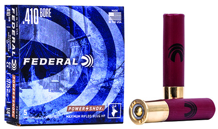 [029465009991] Federal F412RS Power-Shok Shotshell 410Gauge 2.50" 1/4oz RifledSlug Shot 5 Per Box/50 Case