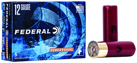 [029465009649] Federal F13100 Power-Shok Magnum 12Gauge 3" 1 7/8oz 00BuckShot 5 Per Box/50 Case