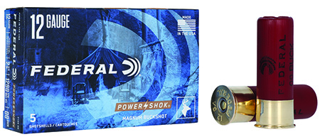 [029465009687] Federal F13000 Power-Shok Magnum 12Gauge 2.75" 12Pellets 1 7/16oz 00BuckShot 5 Per Box/50 Case