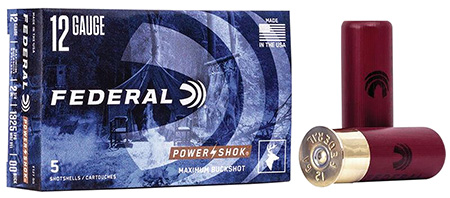 [029465009731] Federal F12700 Power-Shok Magnum 12Gauge 2.75" 9Pellets 1 3/16oz 00BuckShot 5 Per Box/50 Case