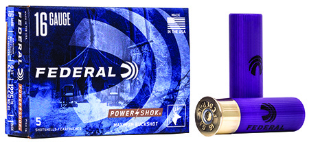 [029465009786] Federal F1641B Power-Shok Magnum 16Gauge 2.75" 12Pellets 1 3/16oz 1BuckShot 5 Per Box/50 Case