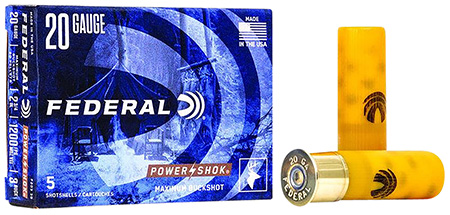 [029465009830] Federal F2033B Power-Shok Magnum 20Gauge 2.75" 20Pellets 1oz 3BuckShot 5 Per Box/50 Case