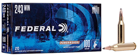 [029465084288] Federal 243B Power-Shok  243Win 100gr Jacketed Soft Point 20 Per Box/10 Case