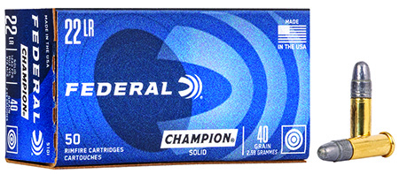 [029465056186] Federal 510 Champion Training Rimfire 22LR 40gr Lead Round Nose 50 Per Box/100 Case