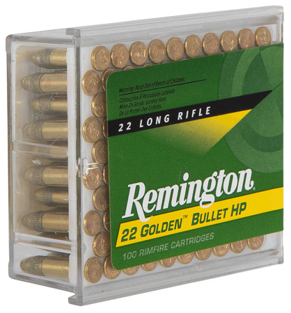 [047700000800] Remington Ammunition 21278 Golden Bullet Rimfire 22LR 36gr Plated Hollow Point 100 Per Box/50 Case