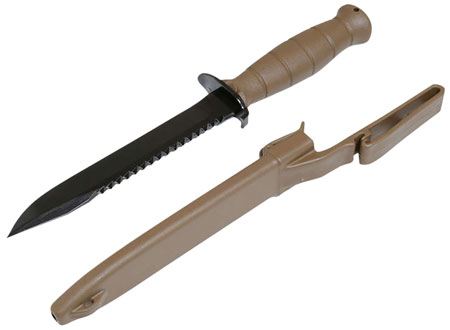 [764503007118] Glock KDO39179 Field  7" Fixed Clip Point Plain/Saw Black High Carbon Steel Blade/FDE Textured Trimond Polymer Handle Clamshell Packaging