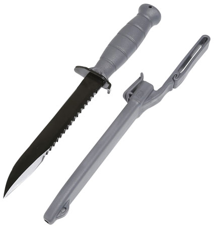 [764503007125] Glock KG039180 Field  7" Fixed Clip Point Plain/Saw Black High Carbon Steel Blade/ Gray Textured Trimond Polymer Handle Clamshell Packaging