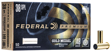 [029465089412] Federal GM38A Premium Gold Medal 38Special 148gr Lead Wadcutter 50 Per Box/20 Case