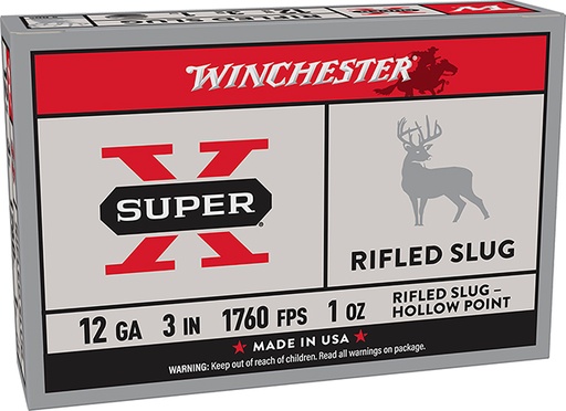 [020892009585] Winchester Ammo X123RS15 Super X  12Gauge 3" 1oz Rifled Slug Shot 5 Per Box/50 Case